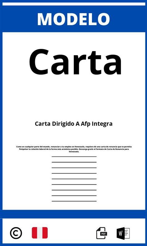 Modelo De Carta Dirigido A Afp Integra 2025