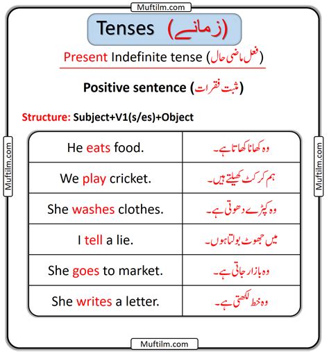 Present Indefinite Tense In Urdu And English Present Indefinite Tense