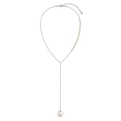 Серебряное колье "Галстук" из натурального жемчуга | JeweLi
