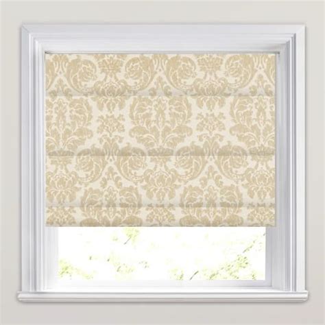 Natural Made To Measure Cream And Linen Damask Patterned Roman Blinds