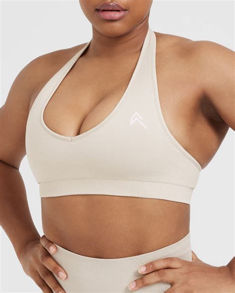 Classic Seamless 2 0 Halter Neck Bralette Sand Marl Oner Active Us