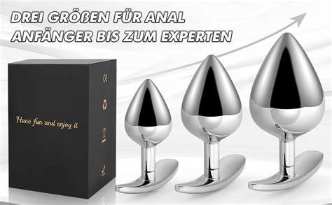 3 Stück Metall Analplug mit Stoss Sex Spielzeug für Frau Edelstahl ButtPlug Set für