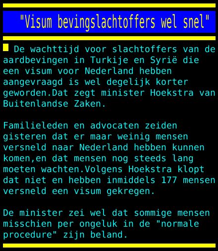 Nos Teletekst On Twitter Visum Bevingslachtoffers Wel Snel