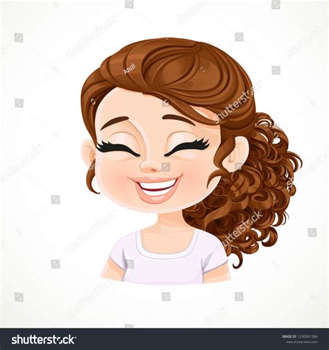Beautiful Happy Cartoon Brunette Girl Dark Stock Vector Royalty Free