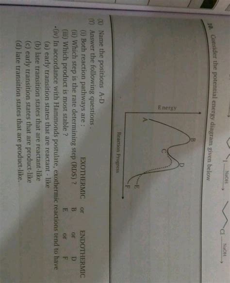 Consider The Potential Energy Diagram Given Below Naoh Consider The