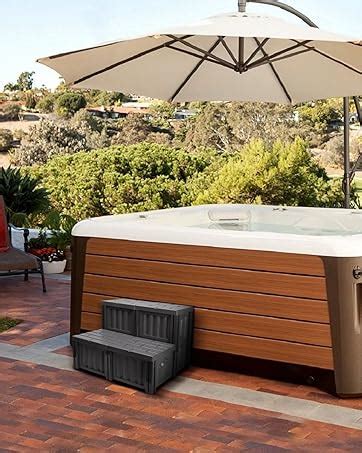 Amazon AOSYCO Heavy Duty Hot Tub Steps With Storage Step Spa Steps Black Plastic