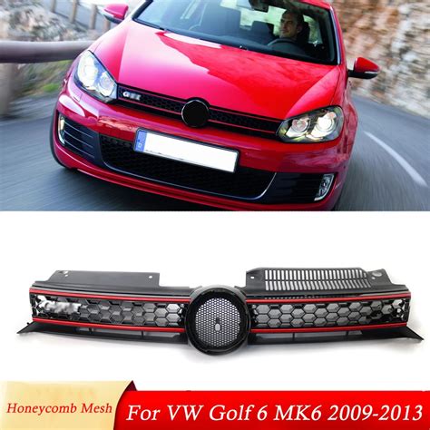 Gti Style Front Grille Honeycomb Bumper Radiator Grille For Volkswagen Vw Golf 6 Mk6 2009 2010