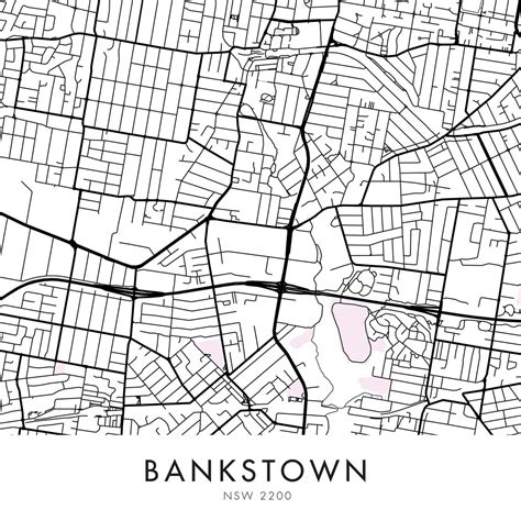 bankstown sydney australia art city map print wall art
