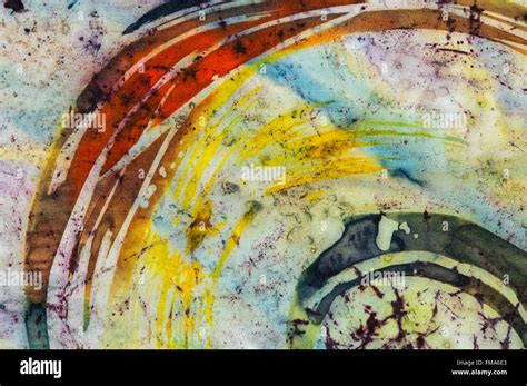 Rainbow Fragment Hot Batik Background Texture Handmade On Silk