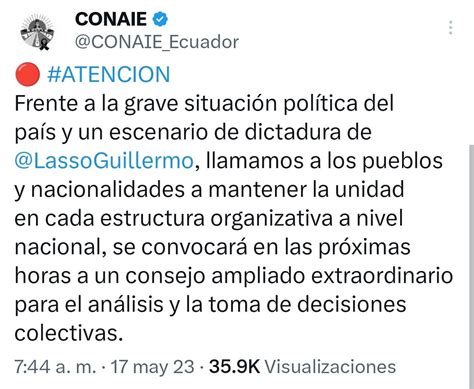 Fueralasso On Twitter Rt Eduandinoe El Presidente De La Conaie