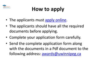 University Of Winnipeg Presidents Scholarship In Canada 2023 Pptx