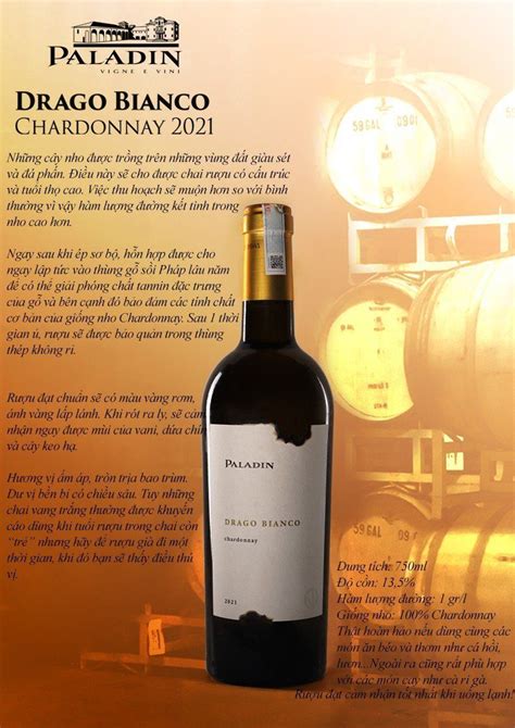 Rượu vang trắng Ý PALADIN DRAGO BIANCO CHARDONNAY 2021 The Wine Boutique