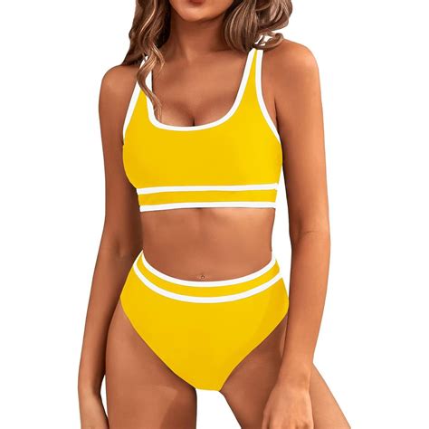 Sksloeg Retro Swimsuit For Women High Waisted Bikini Sets Two Piece