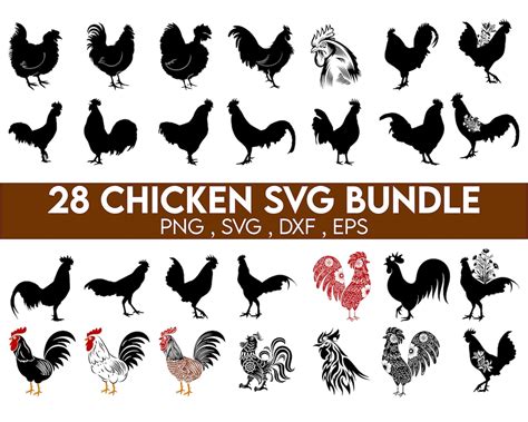 Chicken Svg Bundle Floral Rooster Svg Farmhouse Decor Svg Floral