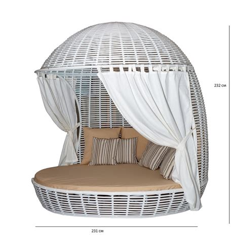 Кровать беседка плетеная из искусственного ротанга, цвет белый - купить ...
