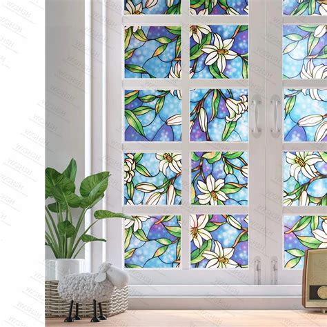 60 на 200 см Виниловая статическая пленка для окон, синяя Орхидея ...