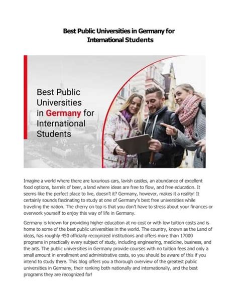 Germany's Top Public Universities for International Students | PDF