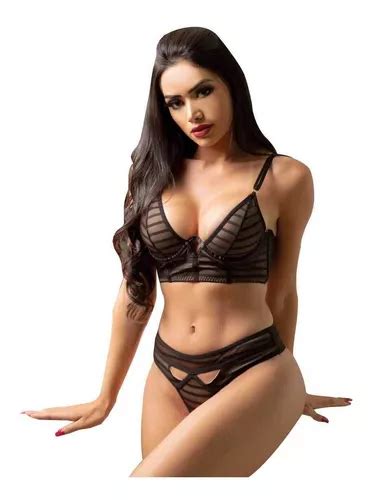 Lingerie Sexy Cropped Sensual Conjunto Completo Sedutora Parcelamento