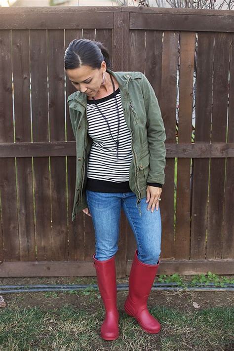 My First Outfit Using My New Red Rain Boots Plus 10 Other Cute Looks Tall Rain Boots Outfit