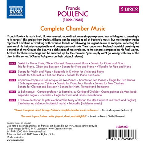 C M D Poulenc Complete Chamber Music Cd