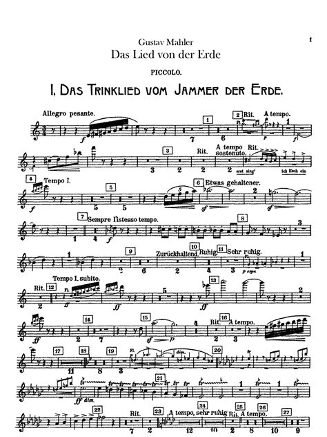 Das Lied Von Der Erde Mahler Gustav Imslp Free Sheet Music Pdf