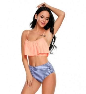 Two Pieces Swimsuits Womens High Waist Bikini Bathing Suit Ruffled Swimwear S Xxl Blue