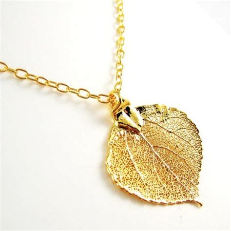 Gold Aspen Leaf Necklace Nature Jewelry Autumn Gold Jewelry Etsy Gold Jewelry T Nature