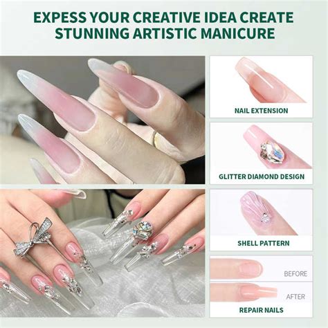 Nailpop G Professional Clear Hard Uv Gel Nail Extension Builder Base Nude Pink For Home Diy