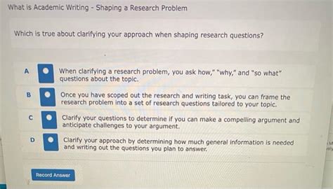 academic writing shaping  research problem cheggcom