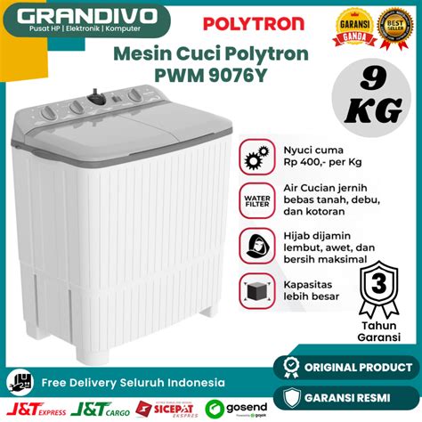 Jual Mesin Cuci Polytron Kg Dua Tabung Pwm Low Watt Water