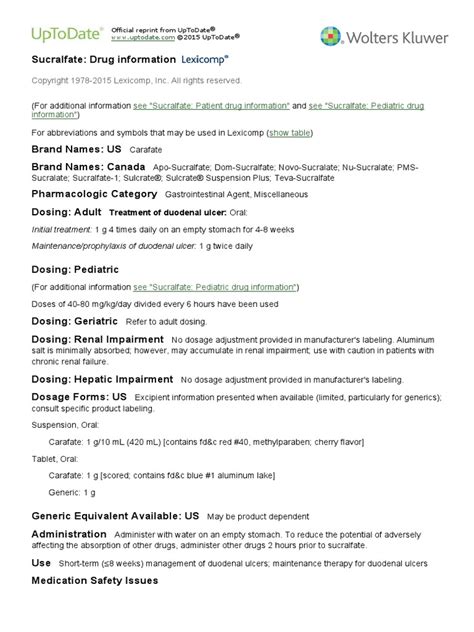 Sucralfate Drug Information Pdf Pharmaceutical Drug Pharmacology