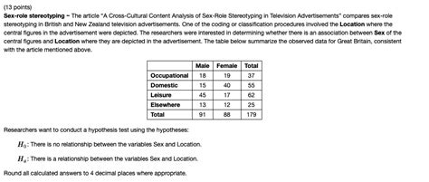 Solved 13 Points Sex Role Stereotyping The Article A