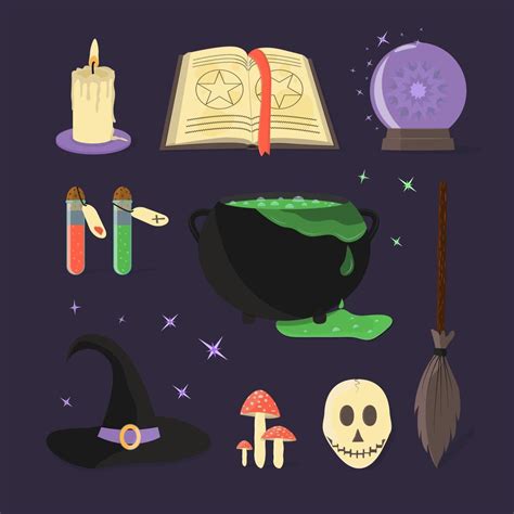 Halloween Witch Set Vector Elements For Design Vector Art At