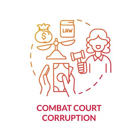 Combat court corruption red concept icon. Corrupt judicial system