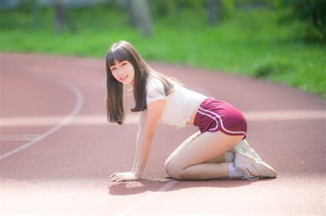 Asian Bokeh Brunette Girl Pose Smile Side Hands Shorts Legs Hd Wallpaper Rare Gallery