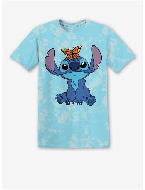 Disney Lilo And Stitch Butterfly Tie Dye Boyfriend Fit Girls T Shirt