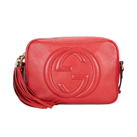 Gucci Leather Soho Disco Tassel Crossbody Red Luxury In Reach