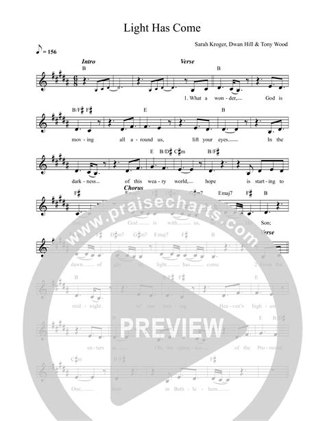 Light Has Come Sheet Music PDF (Sarah Kroger) - PraiseCharts