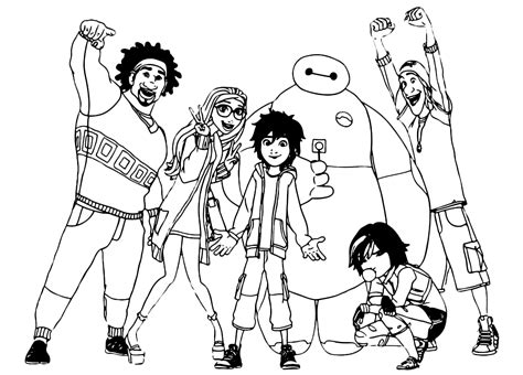 Big Hero 6 Hiro Hamada With His Baymax Gogo Tomago Wasabi Honey And Fred