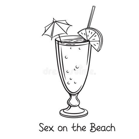 Sex On The Beach Tropical Cocktail Stock Vector Illustration Of Outline Icon