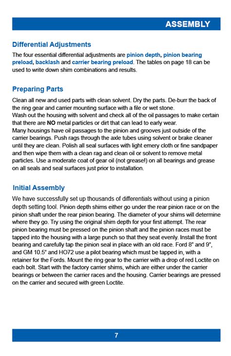 Sierra Gear Instructions Page West Coast Differentials