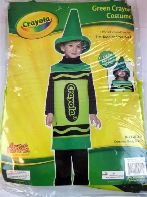 Green Crayon Costume Halloween Dress Up Boys Girls Ages 3t 4t Green