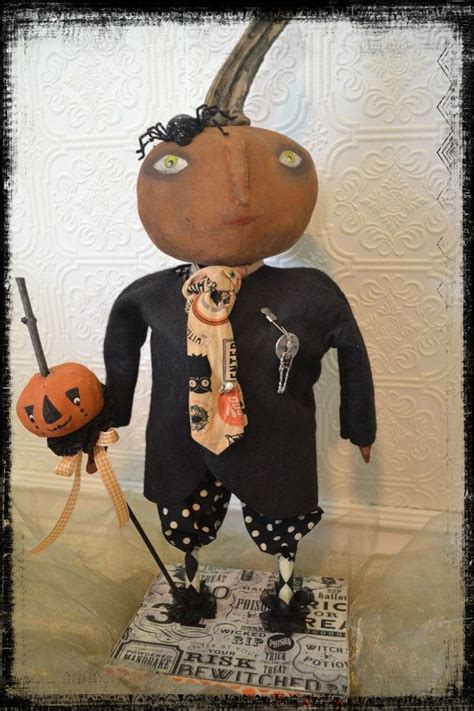 Primitive Folk Art Vintage Style Halloween Standing Pumpkin Etsy Primitive Folk Art Vintage