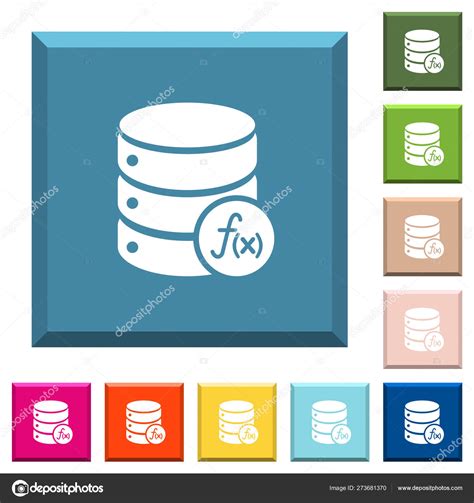 Database functions white icons on edged square buttons Stock Vector by