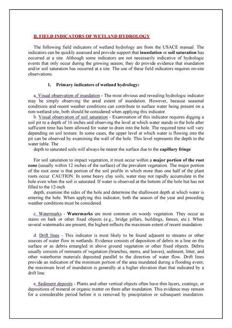 Wetland Hydrology Assignment 7 B FIELD INDICATORS OF WETLAND