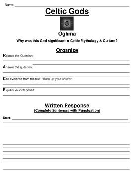 Celtic God: Oghma R.A.C.E Writing Worksheet by Academic Links | TPT