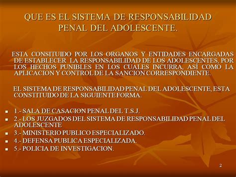 1 Sistema De Responsabilidad Penal Sistema De Responsabilidad Penal Del Adolescente Del