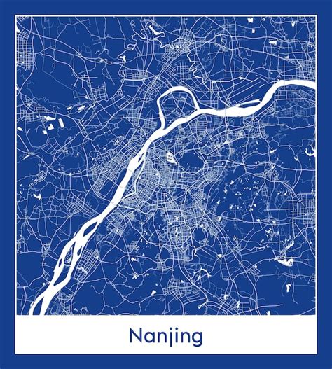 Premium Vector Nanjing China Asia City Map Blue Print Vector Illustration