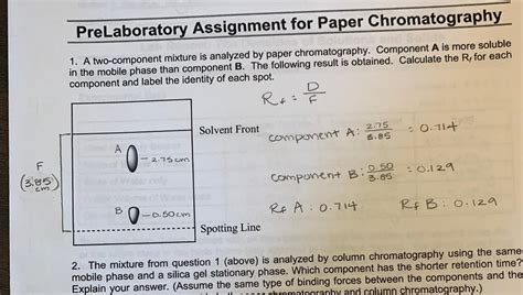 Solved PreLaboratory Assignment For Paper Chromatography 1 Chegg