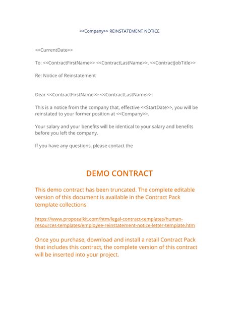 Free Sample Of Reinstatement Letter